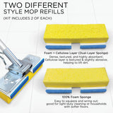 LOLA Squeezematic Butterfly Automatic Sponge Mop, 4 Mop Heads - 2 Foam w/ Cellulose Layer & 2 All Foam, 9" Head w/ Scuff Remover