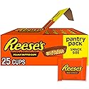 REESE'S Milk Chocolate Snack Size Peanut Butter Cups, Candy Pantry Pack, 13.75 oz (25 Pieces)