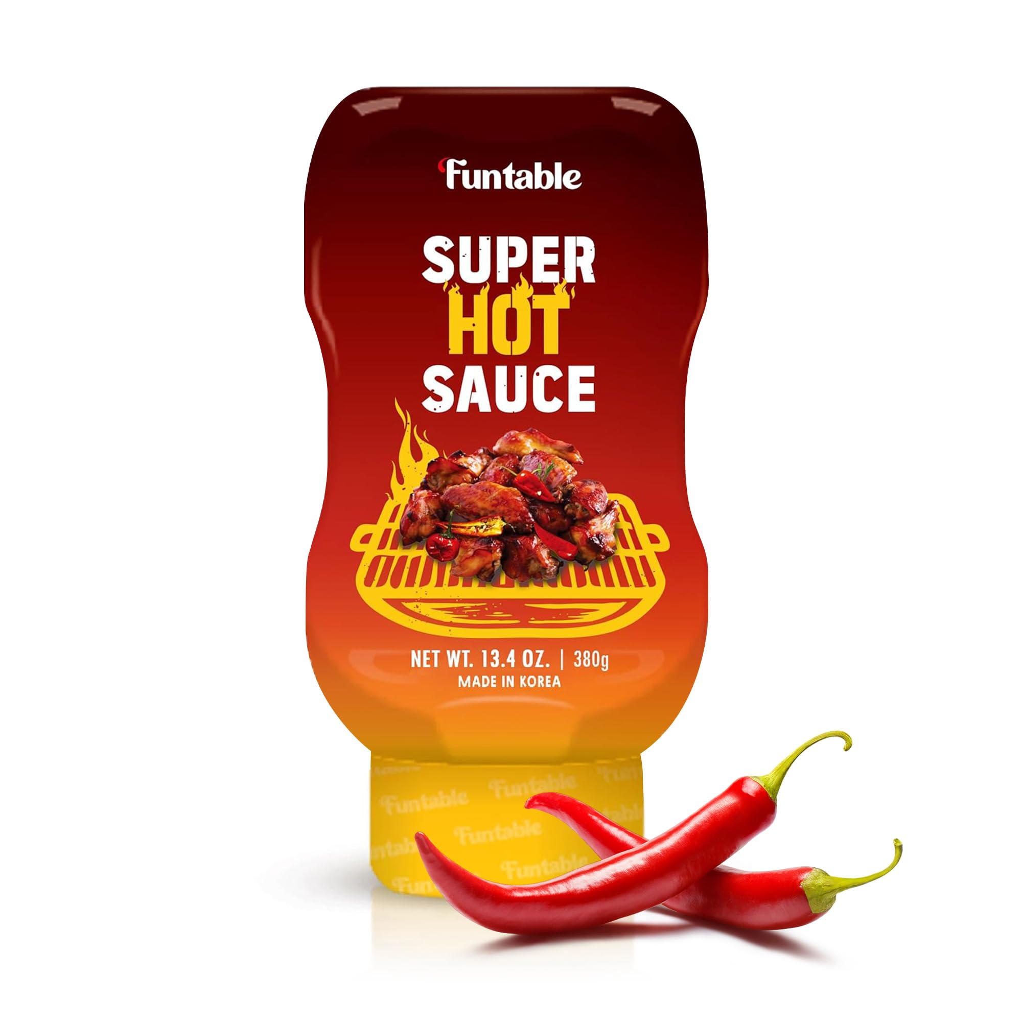 Funtable Super Hot Sauce (13.4 oz, Pack of 1) - Authentic Korean Flavor, Spicy & Tangy Sauce, Ideal for Fried Chicken, Nuggets, Dipping & More.
