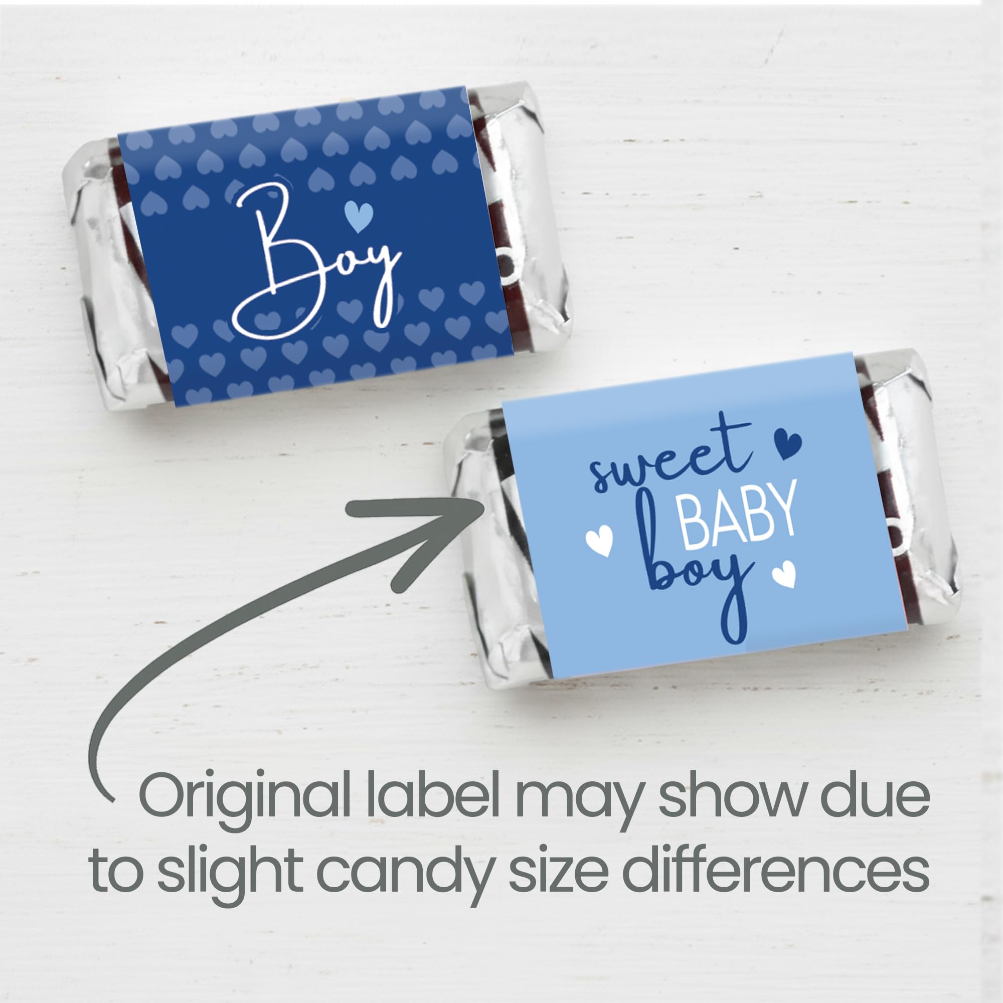 Blue It's a Boy Baby Shower Wrappers for Mini Chocolate Bars, Sweet Baby Boy Party Favor Candy Labels - 42 Count