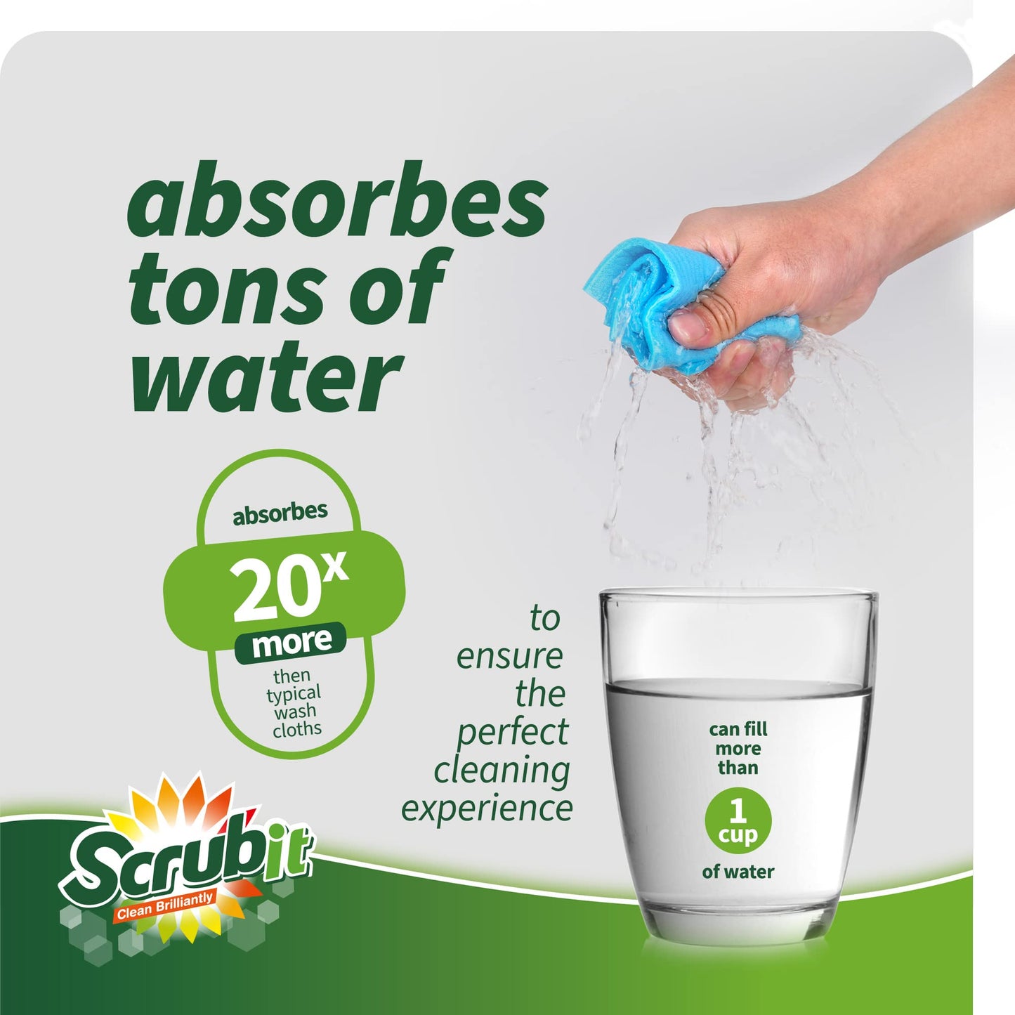 SCRUBIT Swedish Dishcloths for Kitchen - 8 Pack - Ultra Absorbent Paper Towels for Kitchen, Washing Dishes, and More - Reusable Cellulose Sponge