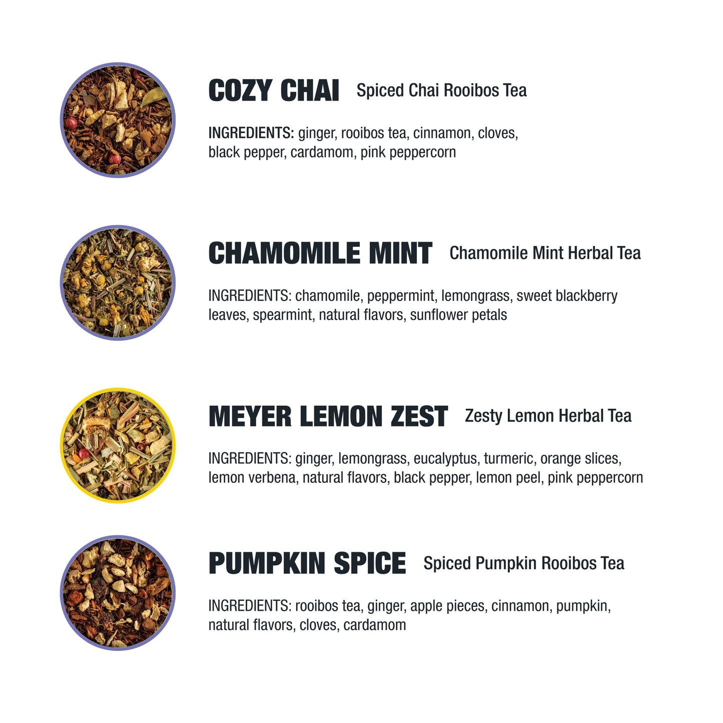 Tiesta Tea - 4 Autumnal Tea Blends, Loose Leaf, Premium Blend, Non-Caffeinated, Make Hot or Iced, Pouch of Pumpkin Spice, Cozy Chai, Chamomile Mint