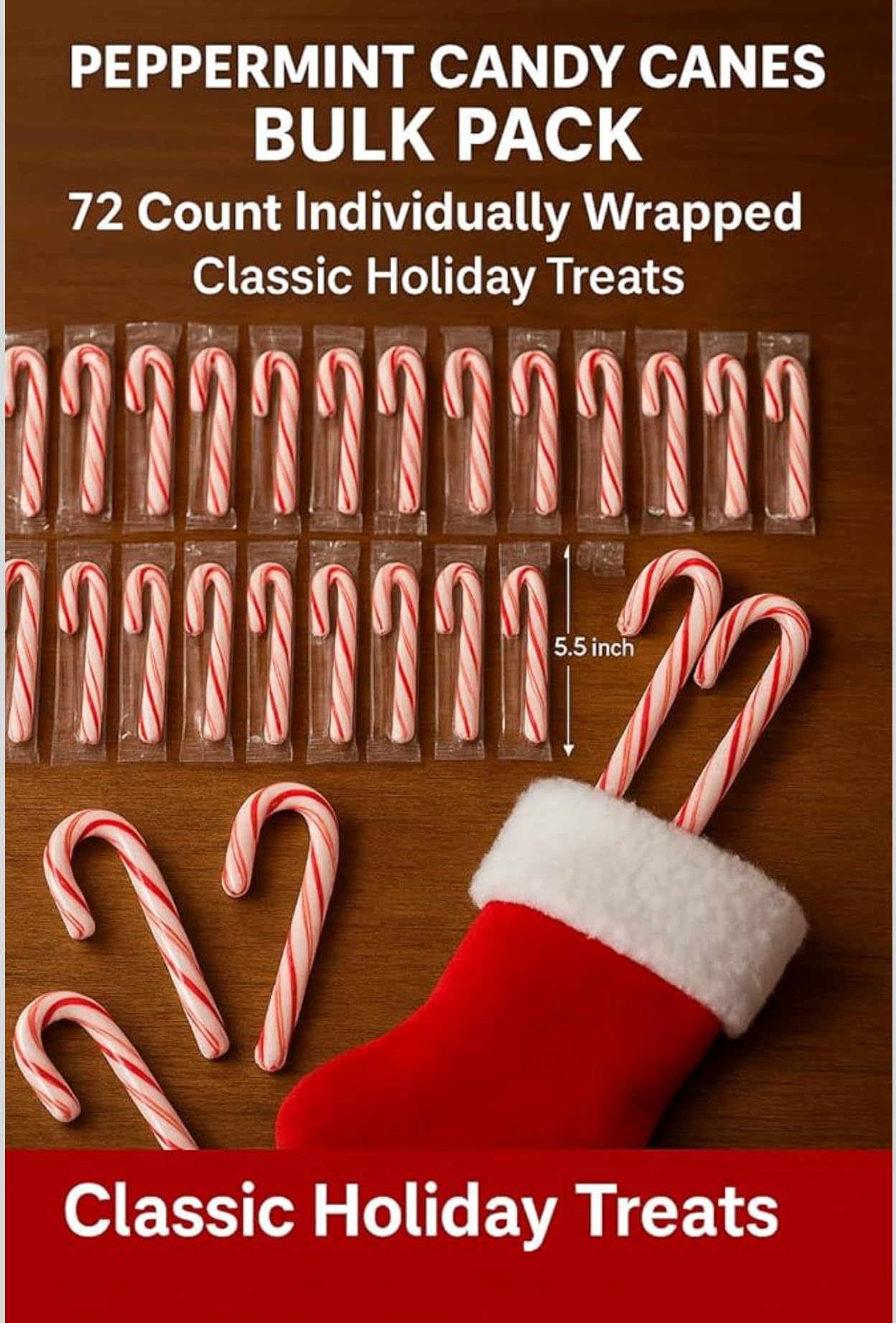 Candy Cane Peppermint Flavored | Red & White Stripes Individually Wrapped (6 Boxes (12ct) 72 Total)
