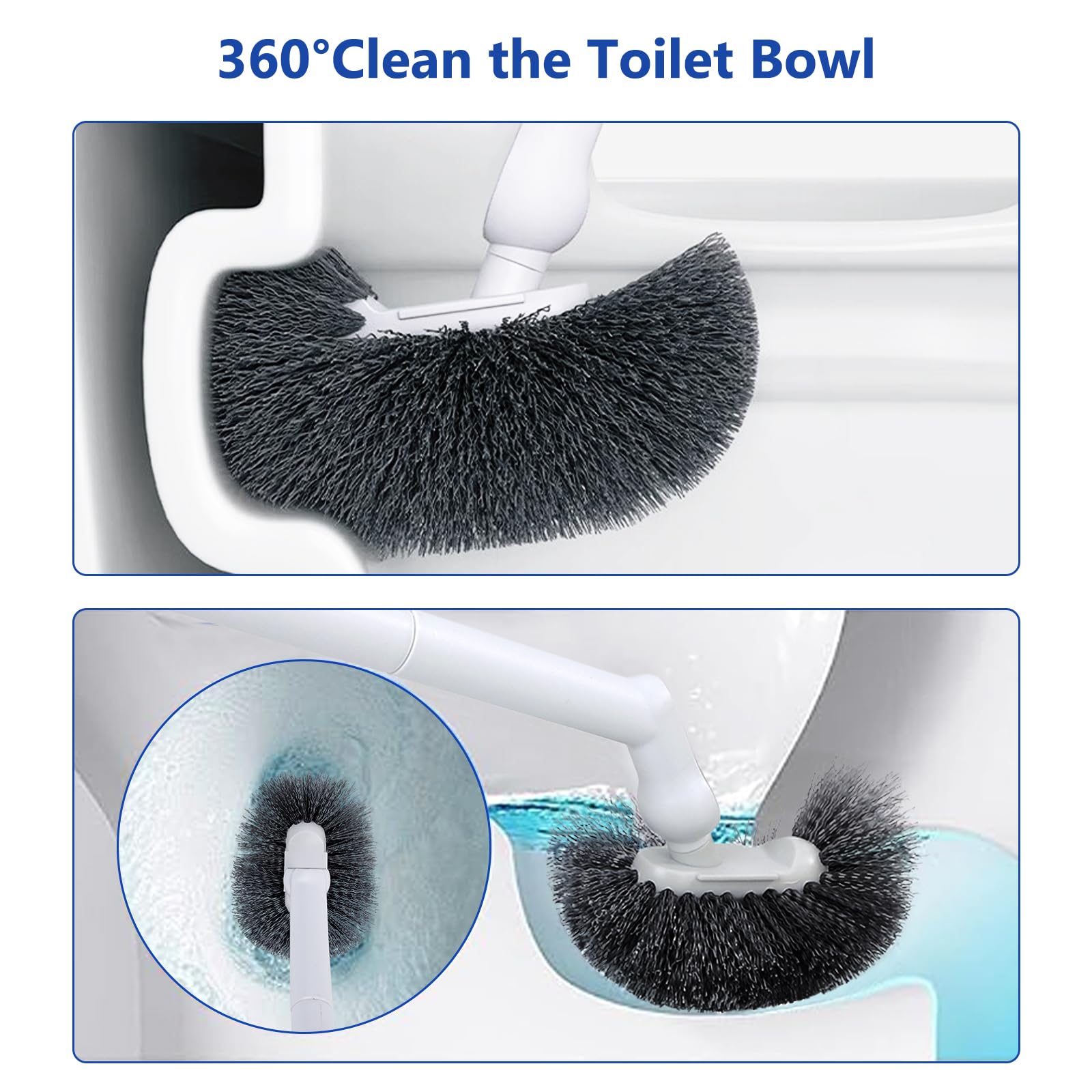GENERIC Long Handle Toilet Brush Portable Bathroom Cleaning Brush,Assembled,Wall Mounted,No Dead Angle Cleaning,Household Cleaning(Gray)