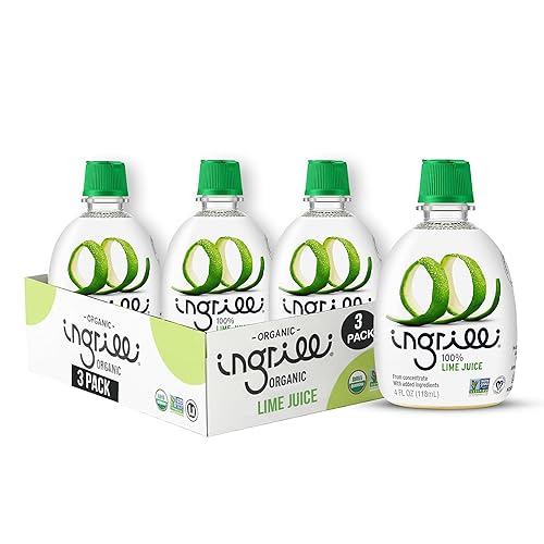 Ingrilli 100% Lime Juice from Concentrate, 4 Fl Oz Squeeze Bottles (Pack of 3)