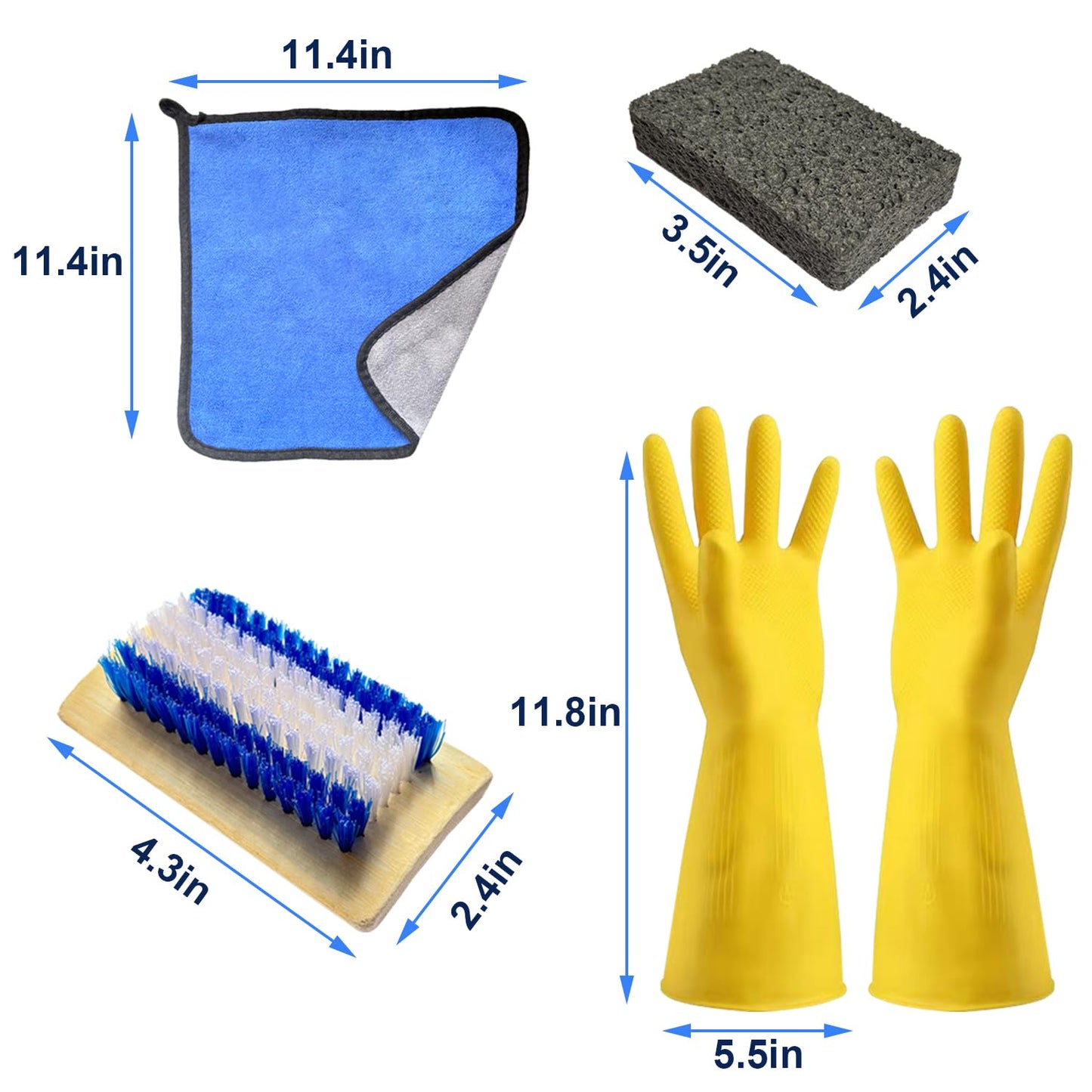 10 Pcs Reusable Tombstone Cleaner Kit for Grave Cleaning Includes Oversize 1.3 Gal Water Bag, Scraper, Brushes, Sponge, Towel, Gloves - Professional
