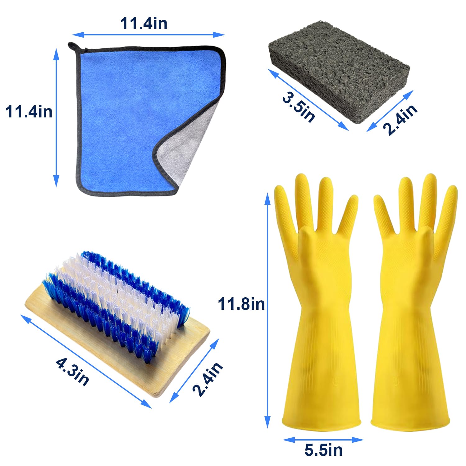 10 Pcs Reusable Tombstone Cleaner Kit for Grave Cleaning Includes Oversize 1.3 Gal Water Bag, Scraper, Brushes, Sponge, Towel, Gloves - Professional