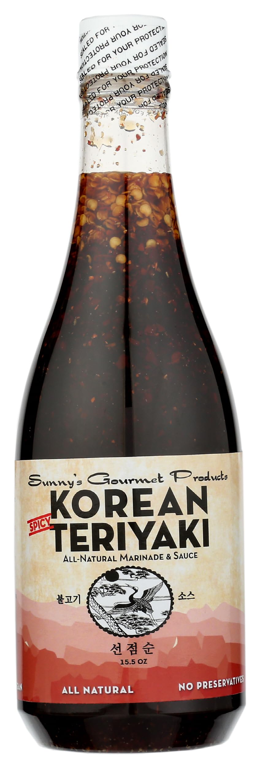Sunny's Gourmet Korean Spicy Teriyaki Sauce - 15.5 oz., All Natural Marinade, For Grilling Meat or Sautéing Vegetables
