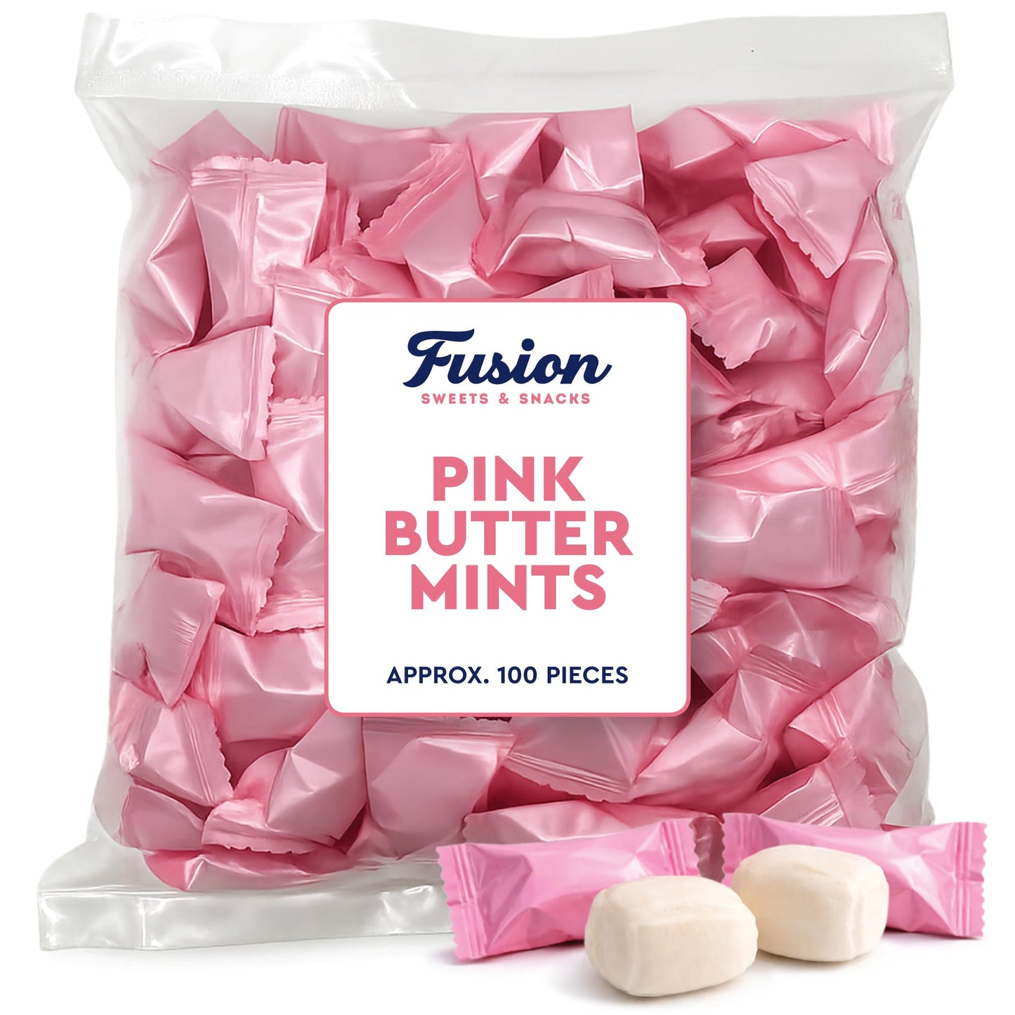 Pink Buttermints - 100 Count - Pink Candy For Baby Shower - Baby Shower Candy - Perfect For Gender Reveal Parties, Hospital Goodie Bags, Welcome Baby