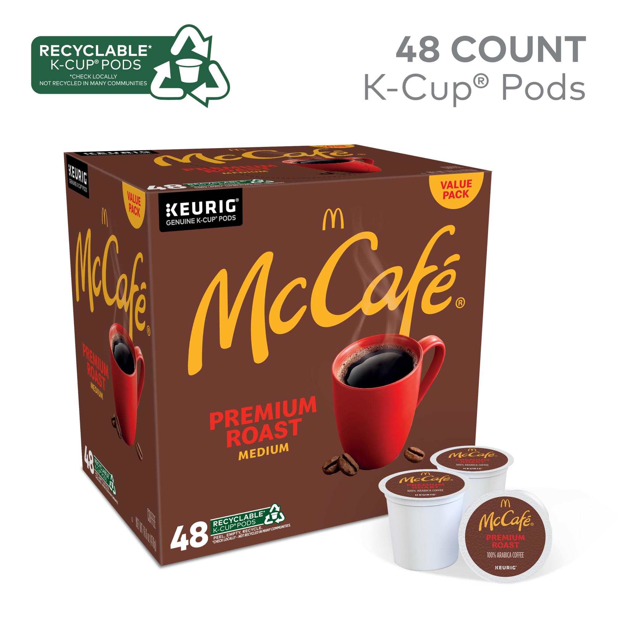 McCafé Premium Roast, Keurig Single Serve K-Cup Pods, Medium Roast Coffee Pods, 48 Count