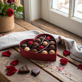 Chocolate Gift Basket | Heart Shaped Gift Present for Her, Mother, Mom, Wife, Spouse with Assorted Milk Chocolate Truffles | Bonnie and Pop