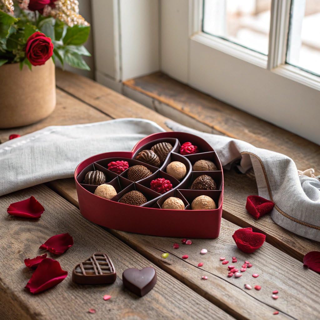 Chocolate Gift Basket | Heart Shaped Gift Present for Her, Mother, Mom, Wife, Spouse with Assorted Milk Chocolate Truffles | Bonnie and Pop