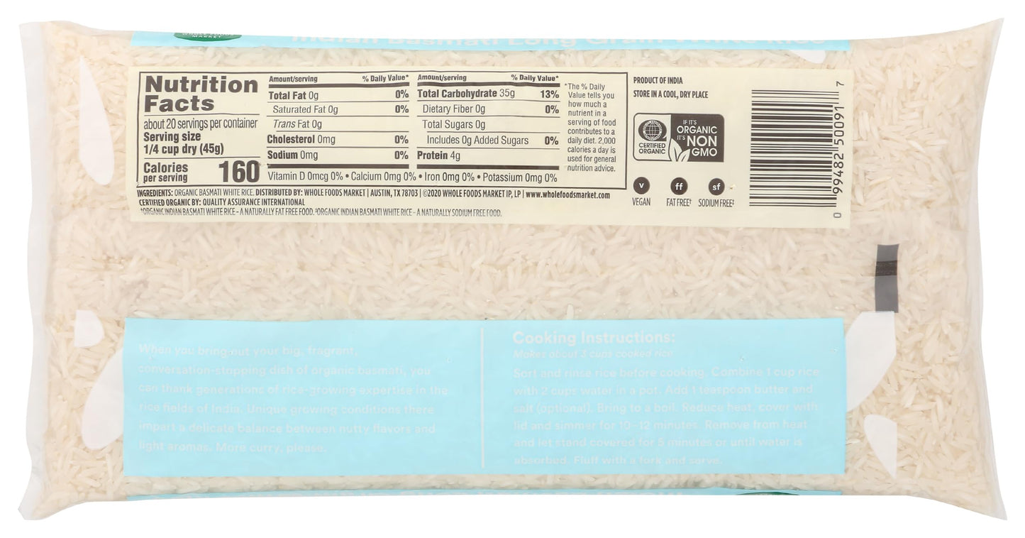 365 by Whole Foods Market, Organic White Basmati Indian Rice, 32 Ounce