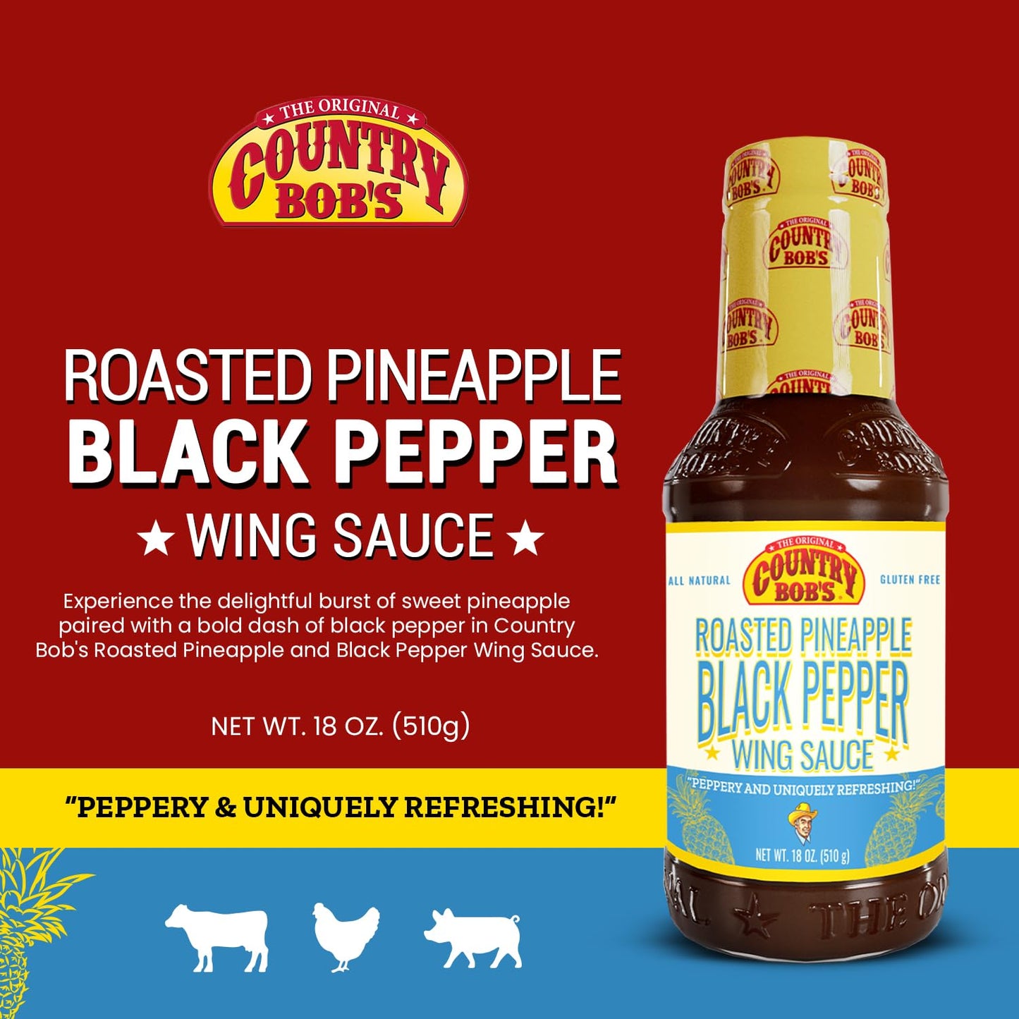 Country Bob's - Roasted Pineapple & Black Pepper Wing Sauce - 18 oz