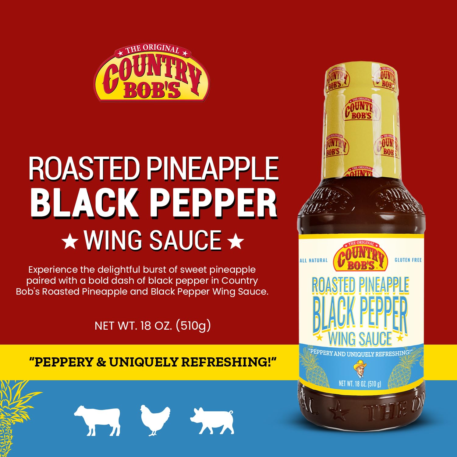 Country Bob's - Roasted Pineapple & Black Pepper Wing Sauce - 18 oz