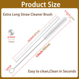 CIDYAUST Straw Brush Cleaner with 304 Stainless Steel Handle,Straw Cleaner Brush Extra Long 12 Inch,Extra Wide 12mm Straw Cleaning Brush for Baby