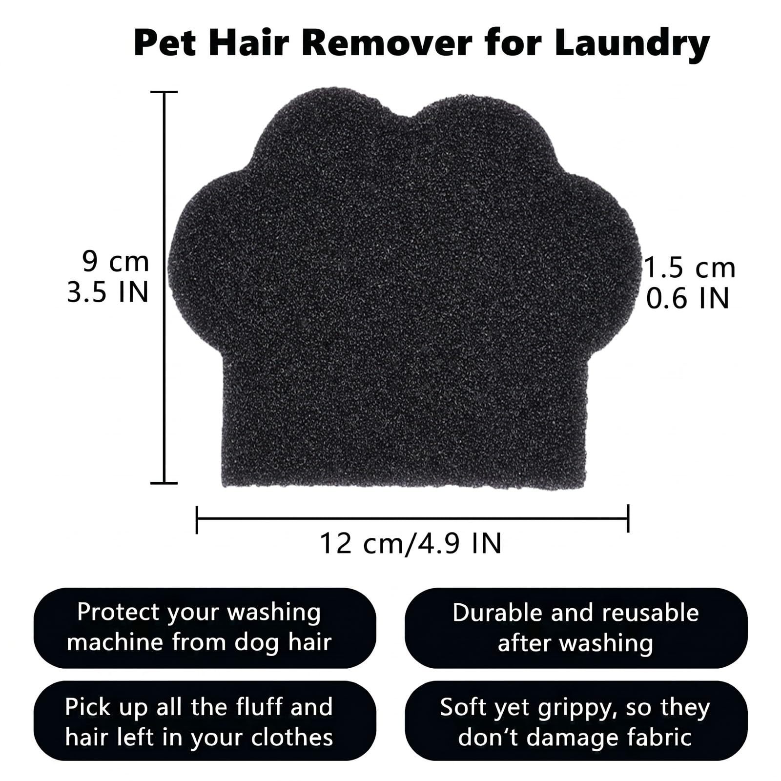 Pet Hair Remover for Laundry (12 Pack) - Reusable Dog & Cat Hair Catcher for Washer & Dryer, Collects Pet Hair, Lint, and Loose Fibers from Clothes