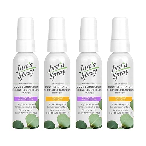 Prelam Just a Spray Toilet Odor Eliminator, Island Fresh & Moonlight Bliss - 4 pc