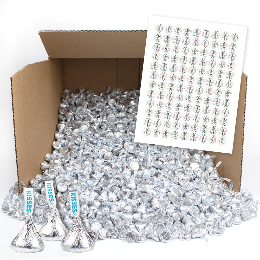 Silver Hershey's Chocolate Kisses Plus Celebrate Kiss Stickers - 270 Count