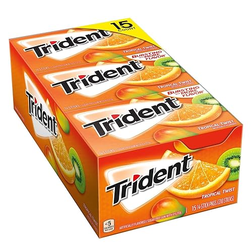 Trident Tropical Twist Sugar-Free Gum 14 ct., 15 pks. (pack of 3) A1