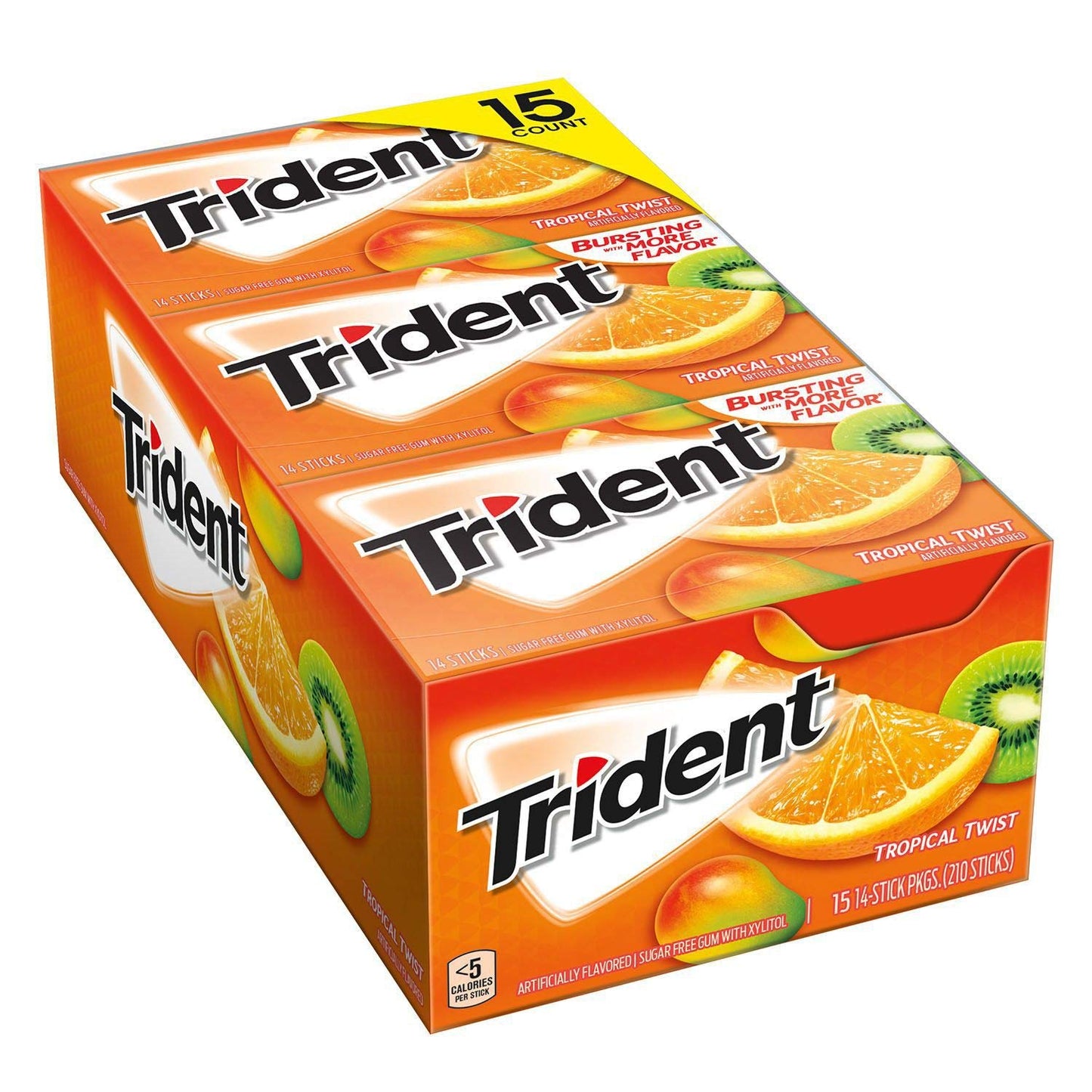 Trident Tropical Twist Sugar-Free Gum 14 ct., 15 pks. (pack of 3) A1