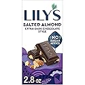 LILY'S Salted Almond Extra Dark Chocolate Style No Sugar Added, Sweets Bar, 2.8 oz