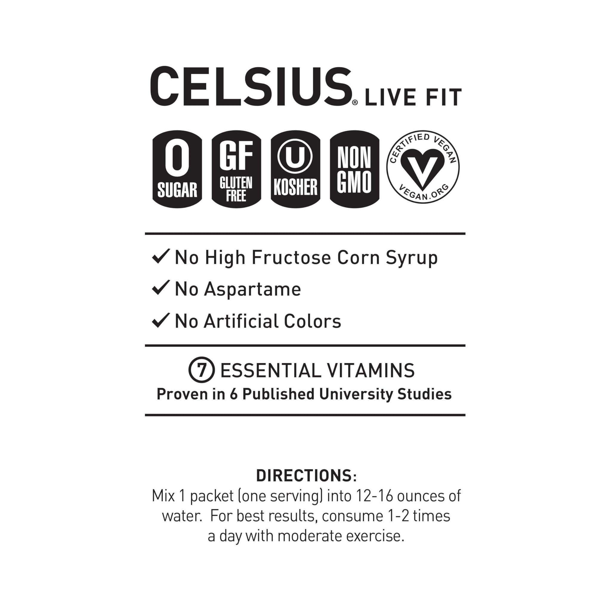 CELSIUS On The Go Strawberry Coconut, Sugar Free Energy Drink Mix (14 Sticks per Pack)