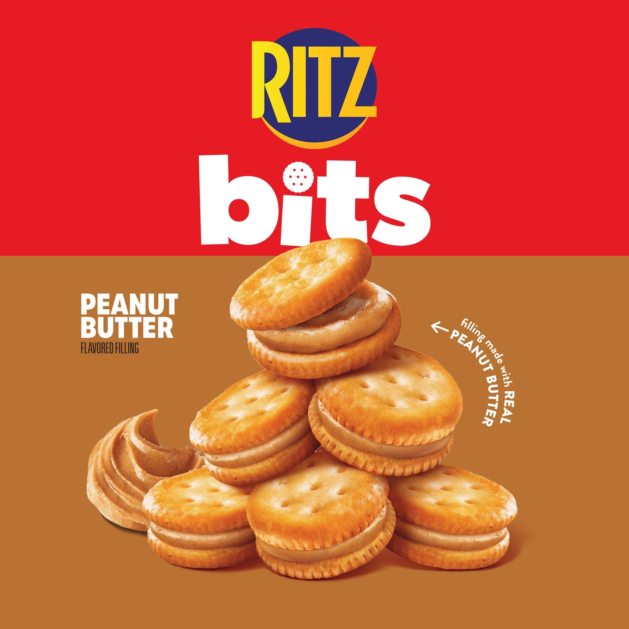RITZ Bits Peanut Butter Sandwich Crackers, Lunch Snacks, 10 Snack Packs