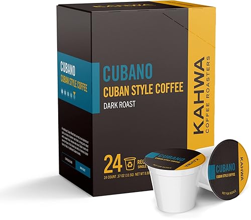 Kahwa Coffee Cubano, Cuban Coffee, Dark Roast Blend, Single-Serve Coffee Pods, Compatible with Keurig Brewers, 24 pods