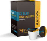 Kahwa Coffee Cubano, Cuban Coffee, Dark Roast Blend, Single-Serve Coffee Pods, Compatible with Keurig Brewers, 24 pods