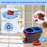 Wa.IE Jiemi 6 Pack Mop Replacement Heads Compatible with Ocedar RinseClean 2-Tank System - Includes 1 Mop Base,6 Microfiber Mop Refills, Easy Cleaning