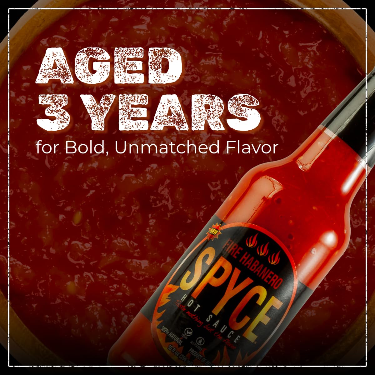 SPYCE Habanero Hot Sauce, Vegan, Gluten Free, Low Sodium, Non-GMO, No MSG, No Sugar, No Filler (10 oz, Fire Habanero)