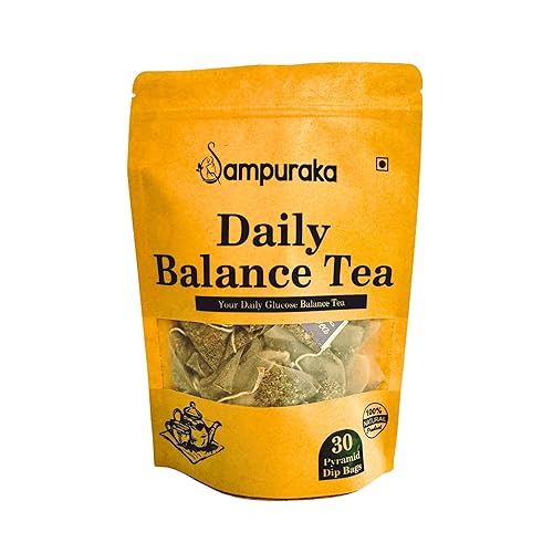 Daily Balance Tea - Natural Herbal Tea with Moringa, Gymnema, Jamun seeds, Cassia, Fenugreek, Guava leaves, Cinnamon - 30 Pyramid Tea Bags (1)