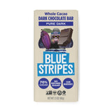 Blue Stripes - Pure Dark Whole Cacao Chocolate Bars, 70% Cacao Bar, Healthy Chocolate, Vegan, No Refined Sugar, Non GMO, Gluten Free, 2.1 OZ
