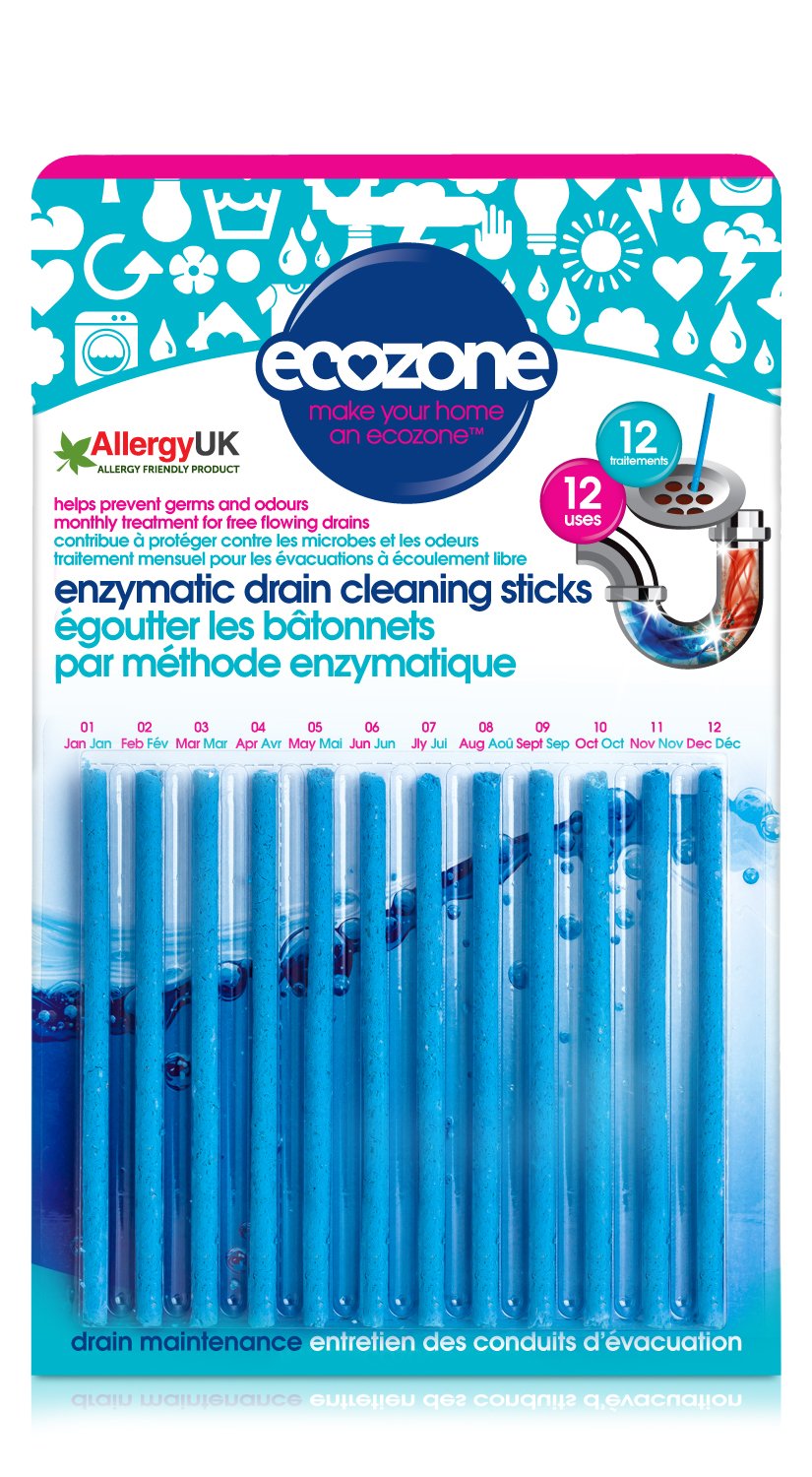 ECOZONE Enzymatic Drain Cleaning Sticks, 12 CT
