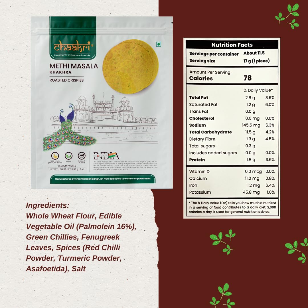 Chaakri Khakhra Roasted Crispies - 3 Pack, Whole Grain, Ready to Eat Savory Snacks, Non-GMO, Vegan (Spicy Mix)