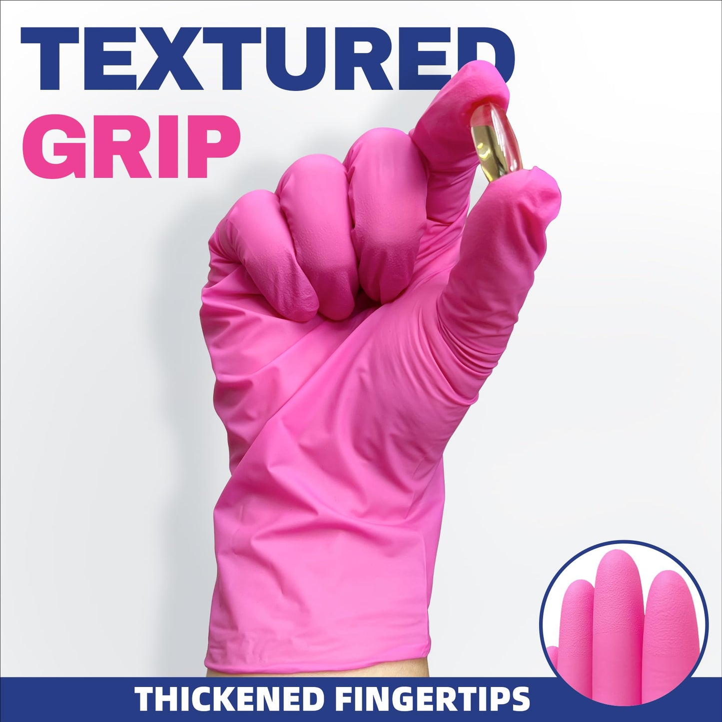 Beastek Nitrile Exam Gloves, 4 Mil 1000Pcs, Powder-Free Latex-Free Food-Safe Cooking Clean Medical Disposable Glove, Hot Pink (Large)