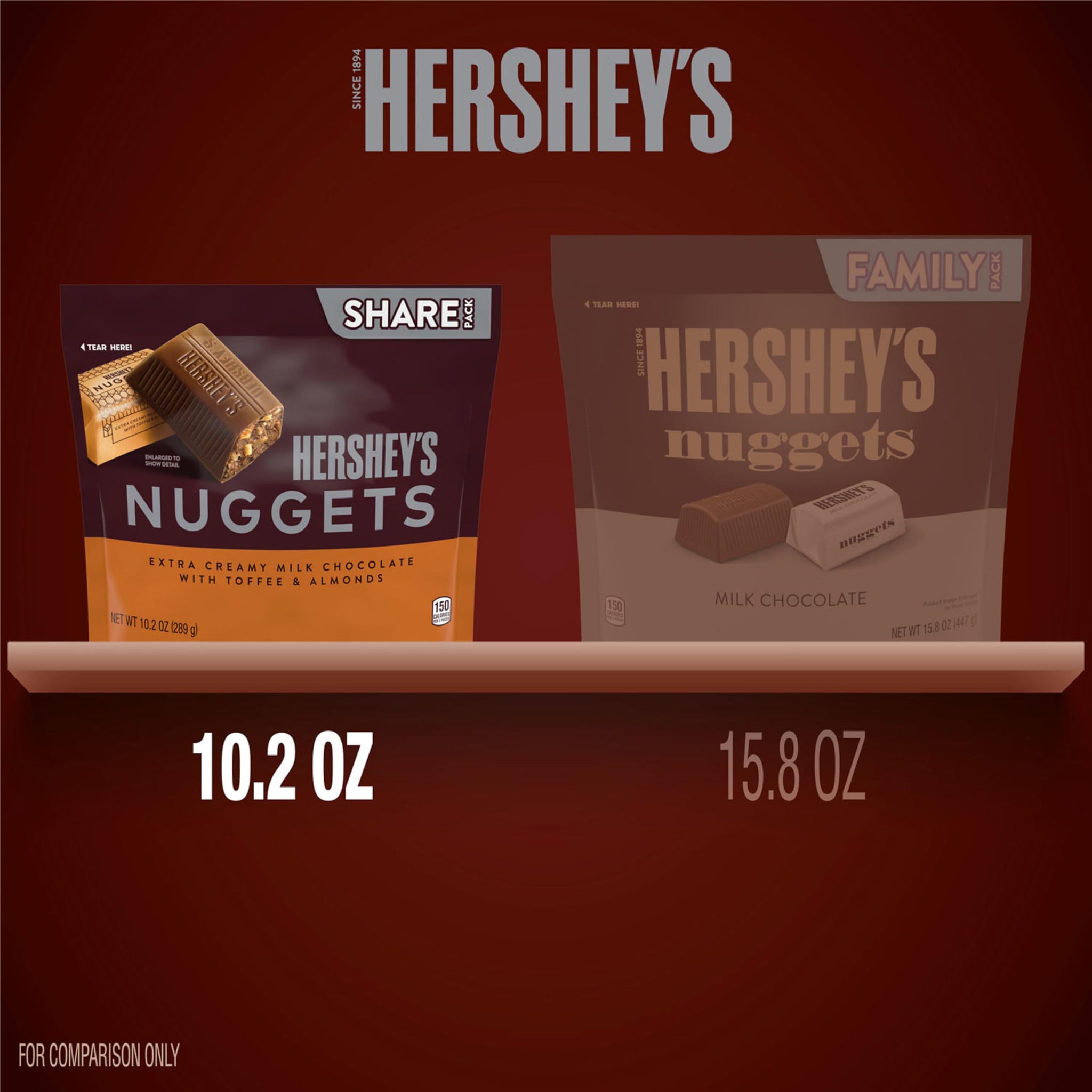 HERSHEY'S NUGGETS Milk Chocolate, Toffee and Almonds Candy Share Pack, 10.2 oz
