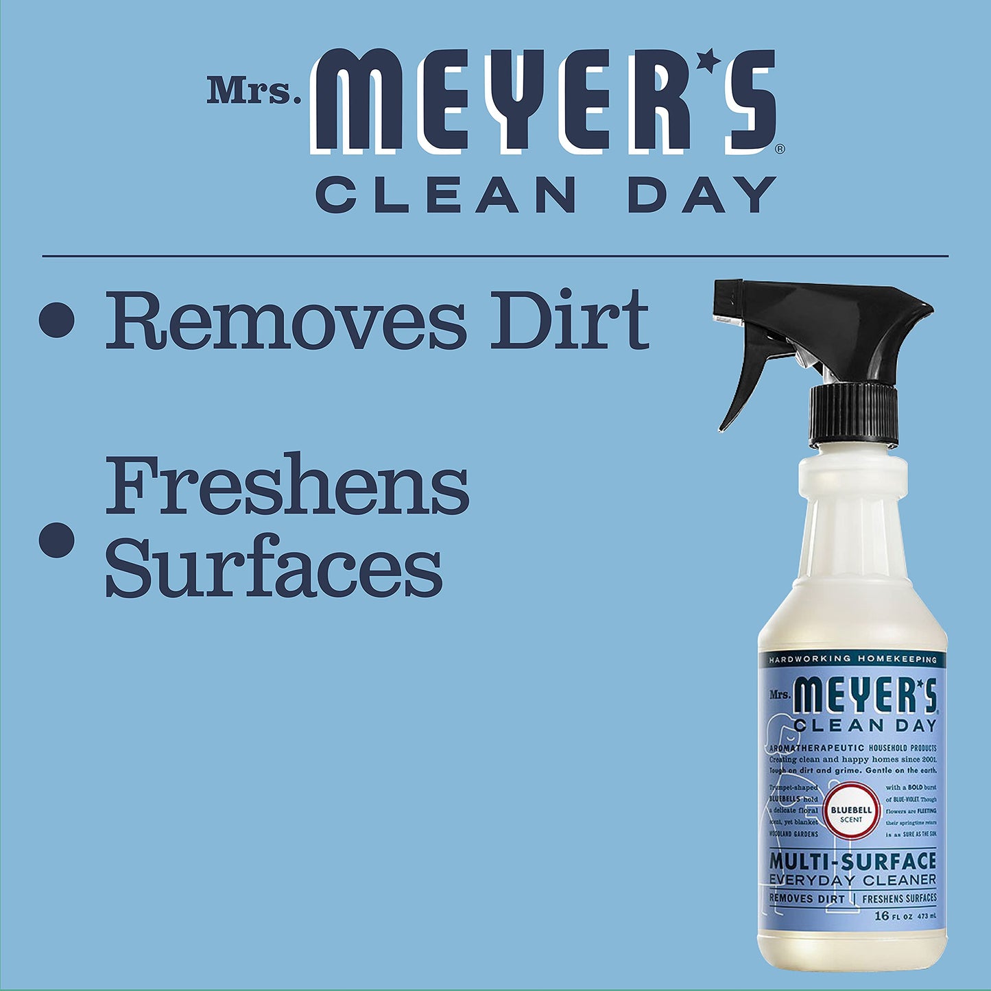 Mrs. Meyer's Clean Day Multi-Surface Everyday Cleaner, Bluebell Scent, 16 ounce bottle (Pack of 2)