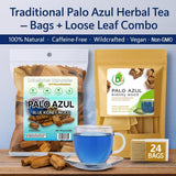 Palo Azul Herbal Tea Combo - 24 Tea Bags + 4 oz Loose Leaf (141 g) - Kidneywood (Blue Stick) Botanical Infusion - 100% Natural, Vegan, Non-GMO