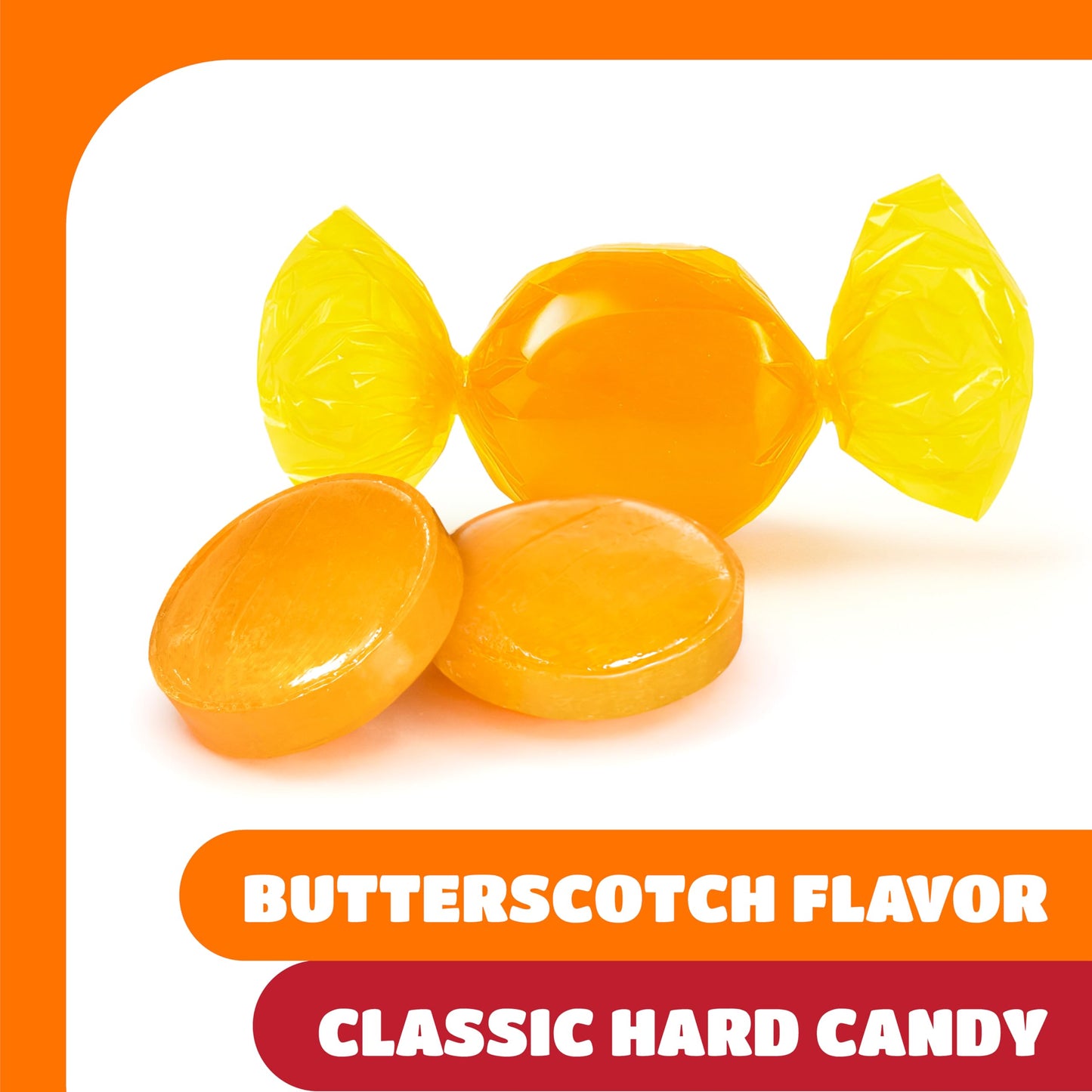 Butterscotch Hard Candy - 2 Pound Bulk Pack (About 150 Count) - Individually Wrapped Classic Butter Scotch Candies for Office Bowls - Yellow Candy