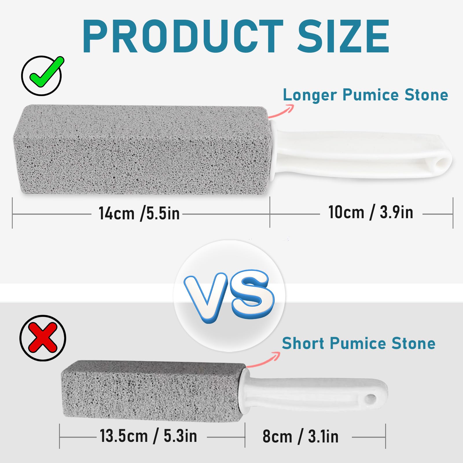 ddLUCK 4 Pack Pumice Cleaning Stone with Handle, Toilet Bowl Cleaner Toilet Brush with Non-Slip Long Plastic Handle for Kitchen/Bath/Pool/Household