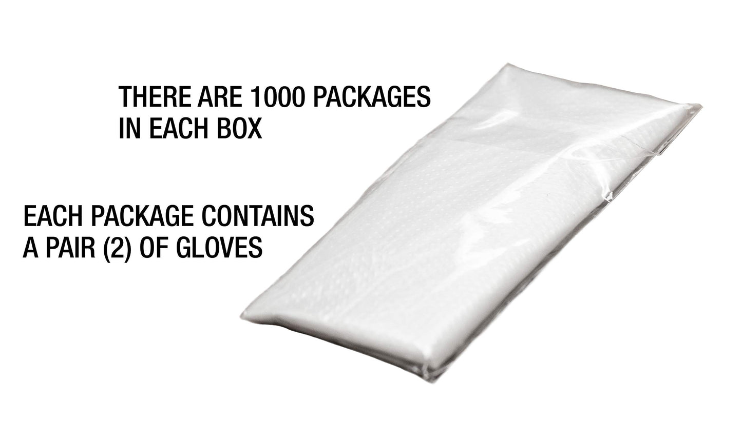 Hyrax Trading Disposable Polyethylene PE Gloves Individually Wrapped in Pairs (1000 pairs/2000 gloves - One Size Fits All) Prefolded Prepackaged