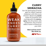 Weak Knees Curry Sriracha Hot Sauce - Infused with Aromatic Curry Spices & Bold Korean Gochujang Paste for Rice, Vegetables & Marinades - Made in