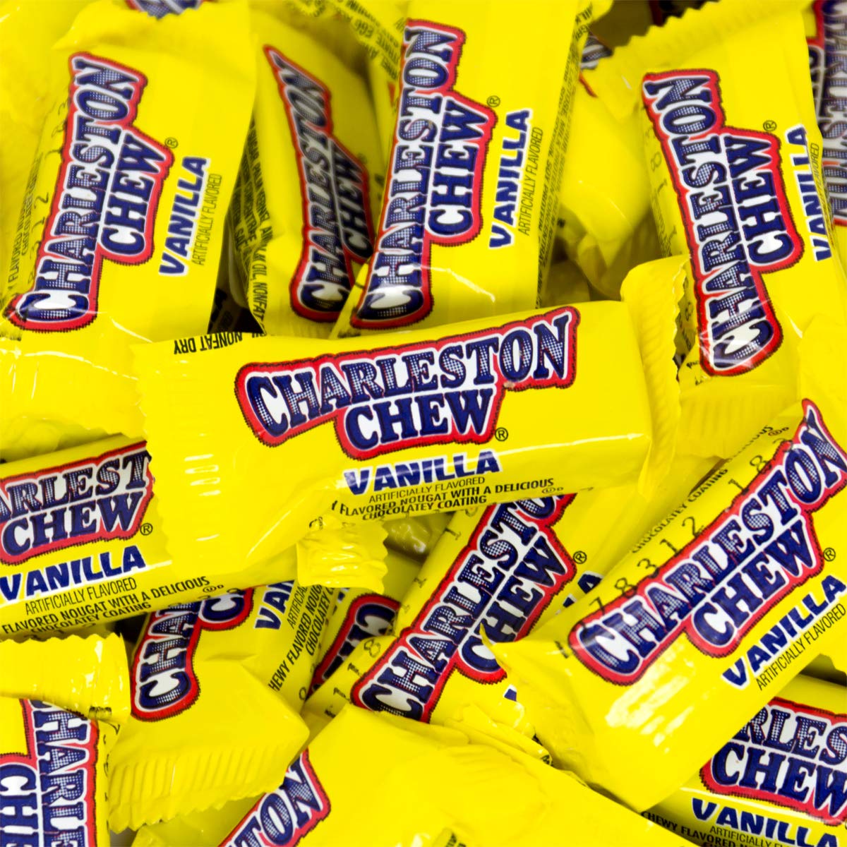 Charleston Chew Chocolate Coated Chewy Nougat Bars - Peanut Free, Gluten Free - Individually Wrapped Old Fashioned Chocolate Candy - Vanilla, .25 Oz
