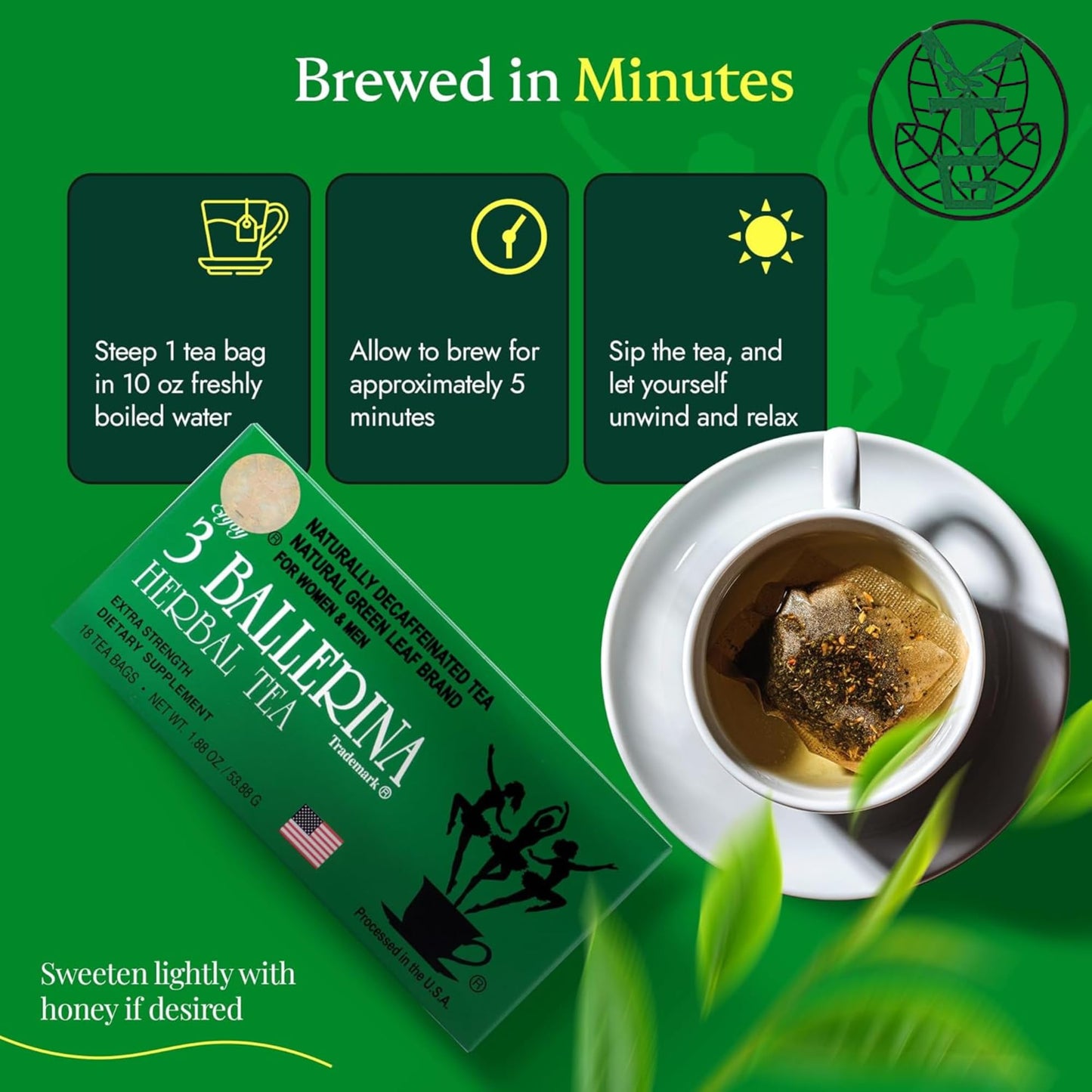 3 Ballerina Diet Tea Extra Strength - Caffeine-Free Herbal Tea Bags for Digestive Comfort - Pack of 4 (72Count)