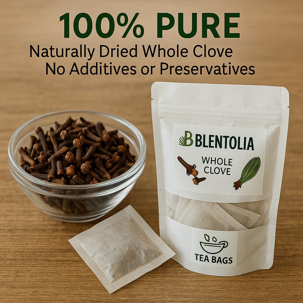 Blentolia Whole Clove - 30 Herbal Tea Bags - Warming & Aromatic Spice Tea - 100% Natural - Caffeine-Free - Immune & Digestive Support - Herbal Clove