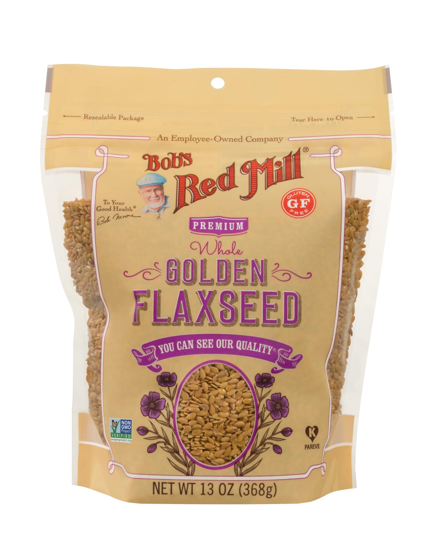 Bob's Red Mill Golden Flaxseeds, 13oz (Pack of 4) - Non GMO, Vegan, Paleo Friendly, Raw, Sproutable, Kosher