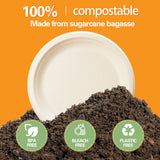 yeehigh Compostable Paper Plates 9 Inch: 80-pack Disposable Heavy Duty Paper Plates Made of Bagasse, Ideal for Party, Wedding, Graduation, Birthday