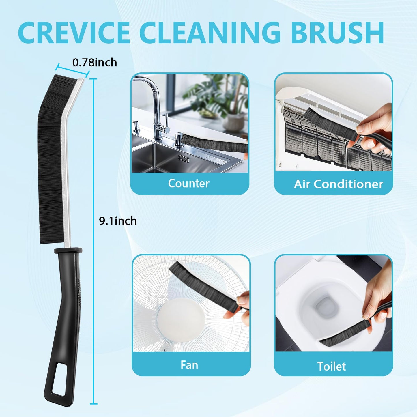 9PCS Crevice Cleaning Brush, Hard Bristle Scrub Brushes Tools for Deep Cleaning Gap, Multifunctional Grout Brush for Home, Bathroom, Kitchen, Window